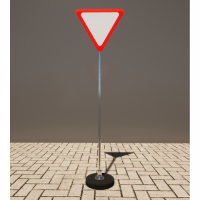 Знак дорожный "Уступите дорогу" 2.4 типоразмер 40 на стойке с основанием 3кг - fgospostavki.ru - Белово