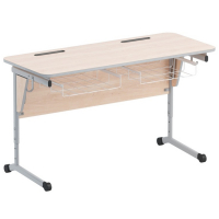 Стол ученический двухместный с наклоном столешницы (0-24°) и корзиной - fgospostavki.ru - Белово