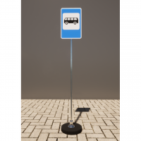 Знак дорожный "Место остановки автобуса" 5.16 типоразмер 40 на стойке с основанием 3кг - fgospostavki.ru - Белово