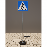Знак дорожный "Пешеходный переход" 5.19.1 типоразмер 40 на стойке с основанием 3кг - fgospostavki.ru - Белово