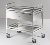 Столик манипуляционный передвижной металлический с бортиками, с двумя полками и выдвижным ящиком - fgospostavki.ru - Белово