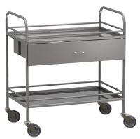 Столик манипуляционный передвижной из нержавеющей стали с бортиками, с двумя полками и выдвижным ящиком - fgospostavki.ru - Белово