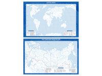 Фрагмент (демонстрационный) маркерный (двухсторонний) "Карта мира и Российской Федерации" (немая) с комплектом тематических магнитов - fgospostavki.ru - Белово