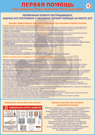 Таблица "Первичный осмотр пострадавшего, оценка его состояния и оказание первой помощи на месте ДТП" (100х140 сантиметров, винил) - fgospostavki.ru - Белово