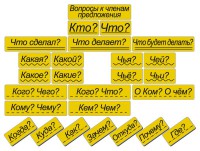 Набор магнитных карточек "Вопросы к членам предложения" (фон жёлтый) - fgospostavki.ru - Белово