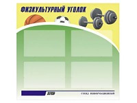 Стенд информационный "Физкультурный уголок" (80х75 сантиметров, 4 кармана, алюминиевый профиль) - fgospostavki.ru - Белово