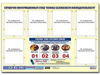 Стенд информационный "Основы безопасности жизнедеятельности" (80*110, 6 карманов) - fgospostavki.ru - Белово
