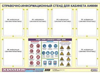Стенд информационный "Правила техники безопасности в кабинете химии" (80х110, 6 карманов) - fgospostavki.ru - Белово