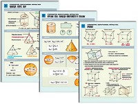 Комплект таблиц по геометрии "Стереометрия. Многогранники. Круглые тела" раздаточные (цветные, ламинированные, А4, 6 штук) - fgospostavki.ru - Белово
