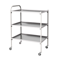 Столик инструментальный передвижной металлический с тремя полками (импортные колеса) - fgospostavki.ru - Белово