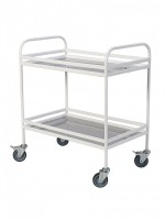 Столик процедурный передвижной металлический с двумя полками из нержавеющей стали с бортиками - fgospostavki.ru - Белово