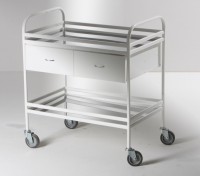 Столик манипуляционный передвижной металлический с бортиками, с двумя полками и двумя выдвижными ящиками - fgospostavki.ru - Белово