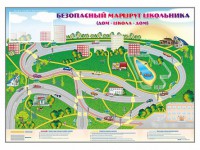 Магнитно-маркерная доска "Безопасный маршрут школьника (дом – школа – дом)" с комплектом тематических магнитов - fgospostavki.ru - Белово