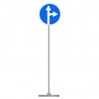 Знак дорожный " Движение прямо или направо" 4.1.4 типоразмер 40 на стойке с основанием 3кг - fgospostavki.ru - Белово