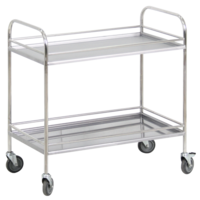 Столик процедурный с двумя полками и бортиками передвижной из нержавеющей стали - fgospostavki.ru - Белово