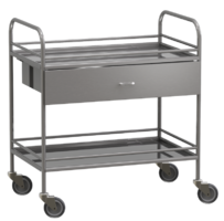 Столик манипуляционный передвижной из нержавеющей стали с бортиками, с двумя полками и выдвижным ящиком - fgospostavki.ru - Белово