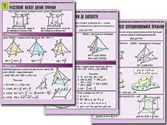 Комплект таблиц по геометрии "Стереометрия. Вычисление расстояний и углов в пространстве" (8 таблиц, А1, ламинированные) - fgospostavki.ru - Белово