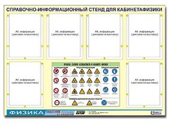 Стенд информационный "Правила техники безопасности в кабинете физики" (80х110, 6 карманов) - fgospostavki.ru - Белово