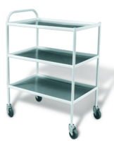 Столик инструментальный передвижной металлический с тремя стеклянными полками (импортные колеса) - fgospostavki.ru - Белово