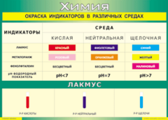Таблица "Окраска индикаторов в различных средах" (100х140 сантиметров, винил) - fgospostavki.ru - Белово
