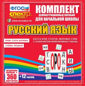 Динамические раздаточные пособия. Русский язык (комплект демонстрационных материалов). Касса букв, слогов, звуковых схем с набором интерактивных таблиц. - fgospostavki.ru - Белово