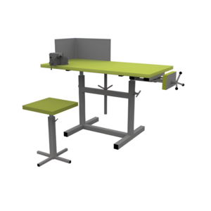 Верстак ученический комбинированный с тисками и струбциной, с защитным экраном и табуретом - fgospostavki.ru - Белово