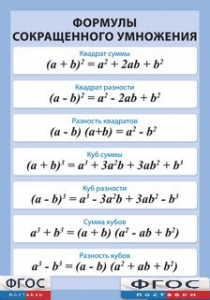 Таблица "Формулы сокращенного умножения" (винил) - fgospostavki.ru - Белово