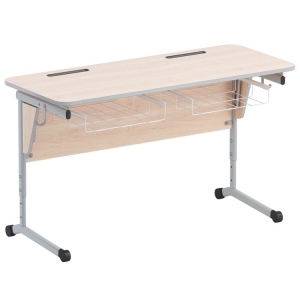 Стол ученический двухместный с наклоном столешницы (0-24°) и корзиной - fgospostavki.ru - Белово
