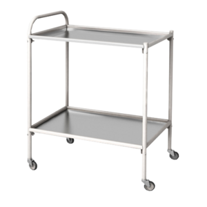 Столик процедурный передвижной с двумя полками металлический из стекла и нержавеющей стали - fgospostavki.ru - Белово