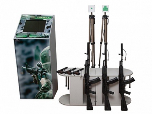 Учебно-тренировочный комплекс огневой подготовки "Стрелец-5" (массогабаритные макеты оружия 3 АК и 3 ПМ, металлический шкаф, сенсорный антивандальный монитор) - fgospostavki.ru - Белово