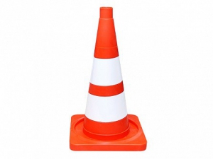 Сигнальный дорожный конус (мягкий, с двумя белыми полосами) - fgospostavki.ru - Белово