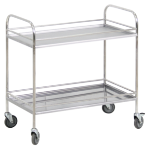Столик процедурный с двумя полками и бортиками передвижной из нержавеющей стали - fgospostavki.ru - Белово
