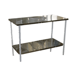 Стол на металлическом каркасе с полкой 600*1800*750(900) - fgospostavki.ru - Белово