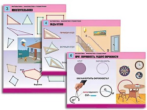 Комплект таблиц "Математика. Знакомство с геометрией" (6 таблиц, формат А1, ламинированные) - fgospostavki.ru - Белово