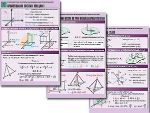 Комплект таблиц по геометрии "Стереометрия. Векторы и координаты в пространстве" (8 таблиц, А1, ламинированные) - fgospostavki.ru - Белово