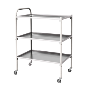 Столик инструментальный передвижной металлический с тремя полками (импортные колеса) - fgospostavki.ru - Белово