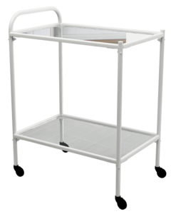 Столик процедурный передвижной металлический с двумя полками из стекла колеса мебельные - fgospostavki.ru - Белово