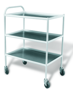 Столик инструментальный передвижной металлический с тремя стеклянными полками (импортные колеса) - fgospostavki.ru - Белово