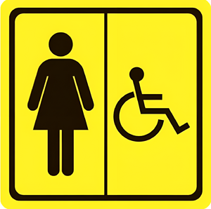 Тактильный знак (туалет для инвалидов Ж) 100х100 - fgospostavki.ru - Белово