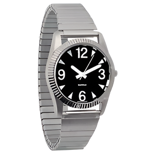 Часы мужские с черным циферблатом на растягивающемся ремешке - fgospostavki.ru - Белово