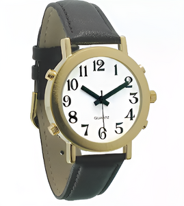 Часы для слабовидящих людей с белым циферблатом на кожаном ремешке - fgospostavki.ru - Белово