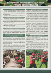 Стенд "Мероприятия обязательной подготовки граждан к военной службе" - fgospostavki.ru - Белово