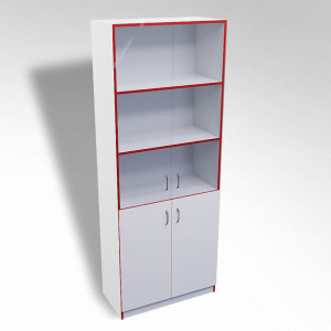 Стеллаж полуоткрытый А-310 ТР со стеклом ЛДСП  - fgospostavki.ru - Белово