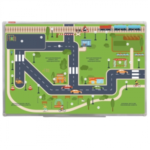 Магнитно-маркерная доска "Безопасный маршрут школьника" (дом-школа-дом) с комплектом тематических магнитов КМ-17 - fgospostavki.ru - Белово