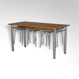 Стол обеденный 6-ти местый на металлокаркасе с навесами под табурет - fgospostavki.ru - Белово