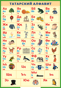 Таблица "Татарский алфавит в картинках" (100х140 сантиметров, винил) - fgospostavki.ru - Белово