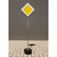 Знак дорожный "Главная дорога" 2.1 типоразмер 40 на стойке с основанием 3кг - fgospostavki.ru - Белово