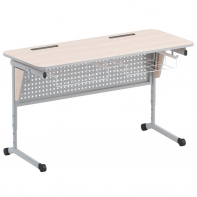 Стол ученический двухместный с перфорированной панелью, наклоном столешницы (0-24°) и корзиной - fgospostavki.ru - Белово