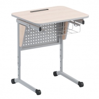 Стол ученический одноместный с перфорированной панелью, наклоном столешницы (0-24°) и корзиной - fgospostavki.ru - Белово