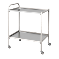 Столик процедурный передвижной с двумя полками металлический из стекла и нержавеющей стали - fgospostavki.ru - Белово